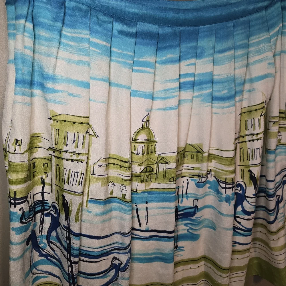 Valerie Stevens Women's Pleated Print Skirt 100% Silk Multicolor SIZE 16 Lined - Picture 7 of 16